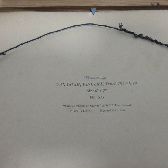 Van Gogh "Drawbridge" Framed Canvas Print In Brown Wood Frame 10" - Picture 7 of 7